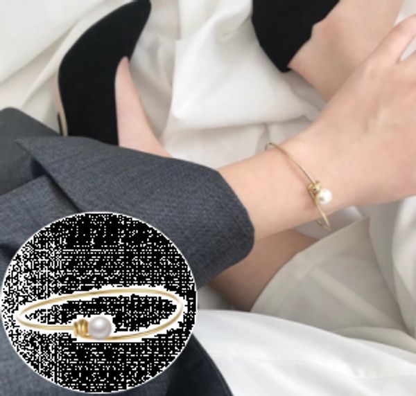

maxi korean temperament simple pearl opening adjustable bracelet female daily joker style, Black