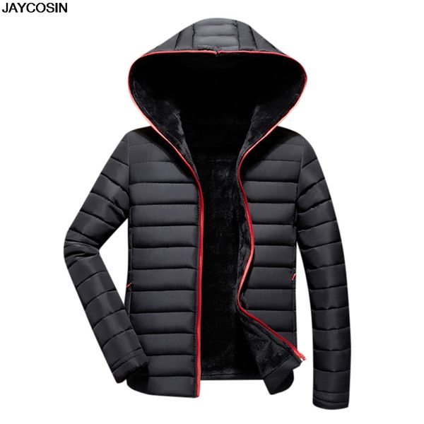 

klv winter parkas jacket men 2019 new cotton padded thick jackets parka slim fit long sleeve outerwear clothing warm coats 9107, Black