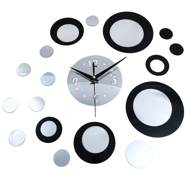 

diy creative round mirror wall clock stickers home decor