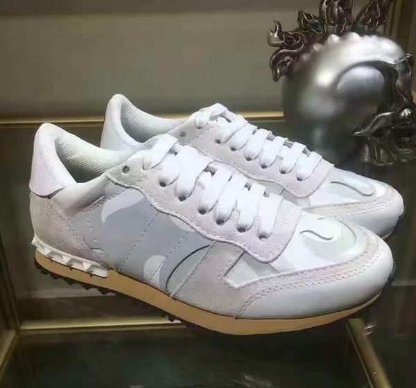 

роскошные дизайнерское royaums кроссовок женщин / мужчина повседневной обувь камуфляж кожа зашнуровать пар ботинок звезды однополых заклепки, Black