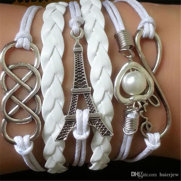 

wholesale- bangle bracelets straps wrap around bracelet personalized love leather bracelets beautifully pulseras endless infinity bracelets, Golden;silver