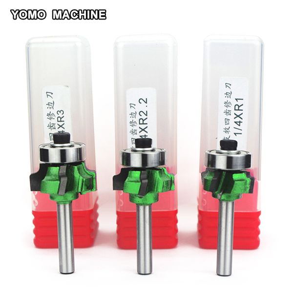 

1/4" shank milling cutter with bearing wood pvc router edge trimmer woodworking four teeth trimming knife