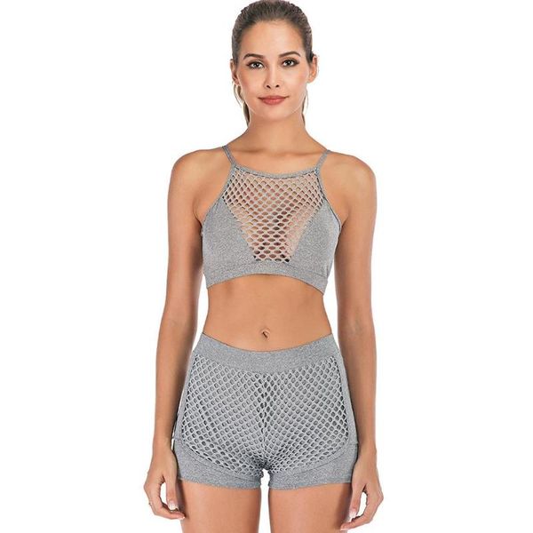 

splicing yoga set fitness women sports running suit quick dry gym wear ladies fashion mesh hollowed sportswear suits, White;red