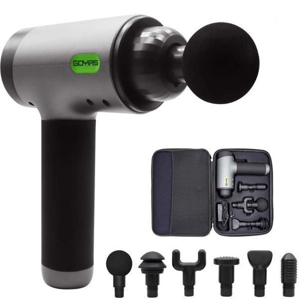 

goyirs massage gun deep tissue percussion muscle massager for pain relief, handheld electric super quiet brushless motor