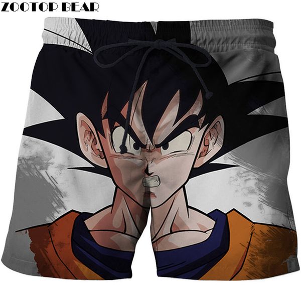 

angry anime printed summer beach shorts men casual board shorts plage quick dry swimwear dropship, White;black