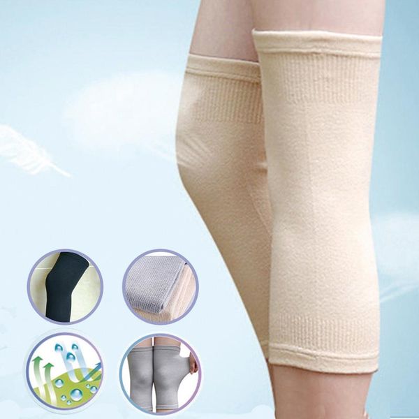 

1 pair women's warm knee kneepad slim knee protector room outdoor breathable compression sleeve thermal pads a50, Black;gray