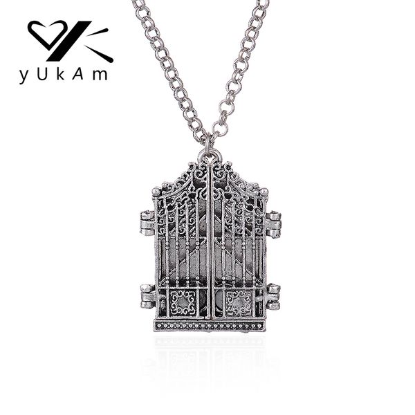 

yukam retro delicate p frame memory necklaces vintage door locket pendants necklaces punk silver color jewelry for women men