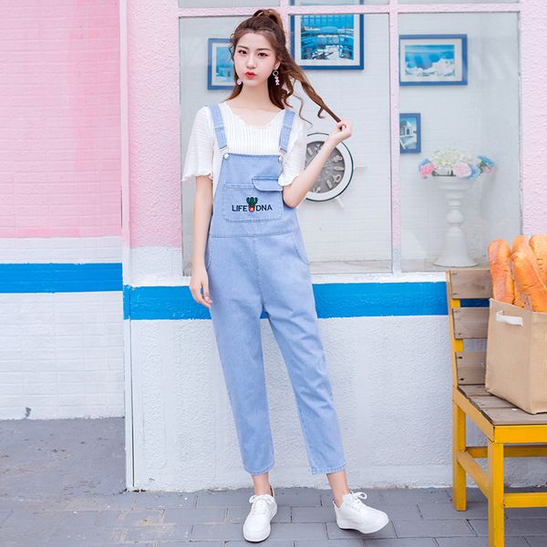 

loose light blue denim pants pinafore bib jeans overalls for women xs s  l xl