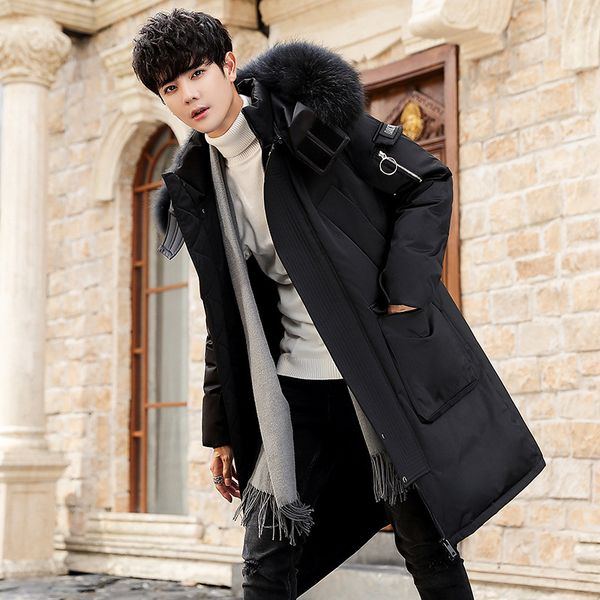 

2020 New Clothing Down Winter Jacket Men Business Long Thick Winter Coat Men Solid Fashion Outerwear Warm Long Coat HTQ896