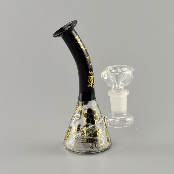 Recycler-Glaswasserpfeife: Mini-Becherbong mit 14-mm-Innengewinde und Glaskopf