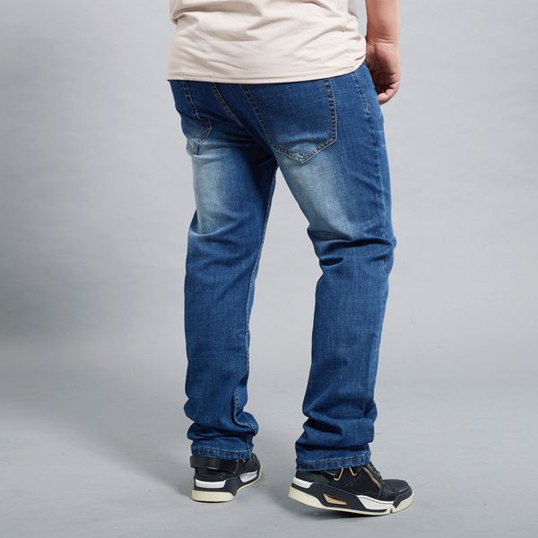 

jeans men 2019 summer thin business casual men's trousers large size 30-46 48 jeans stretch straight denim trousers, Blue