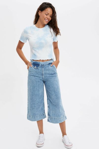 

defacto blue denim wide leg pants women fashion jeans stylish fall trouser loose blue women jeans-l5023az19hs-l5023az19hs