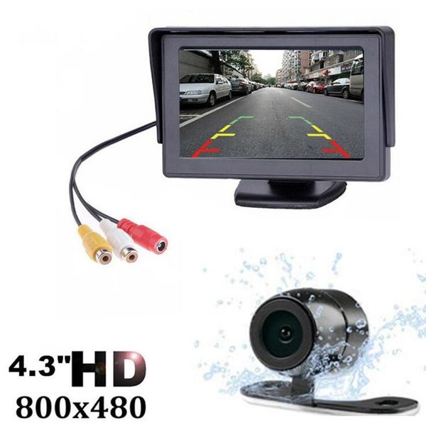 4,3 polegadas TFT LCD Monitor de carro Exibir câmeras sem fio Sistema de estacionamento para câmera reversa para monitores retrovisor
