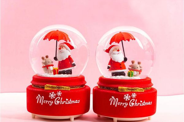 

creative christmas gift santa crystal ball music box lighted resin decoration music box children gift fa3238