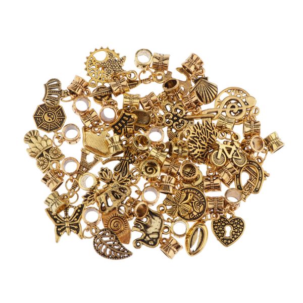 

40pcs tibetan gold charms pendants for jewelry making necklace earrings accessories(2mm hole, Black