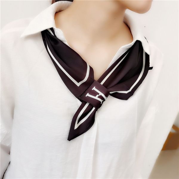 

scarves korean wild female literary temperament letter h scarf stewardess small cross decorated scarves spring and autumn scarf, Silver