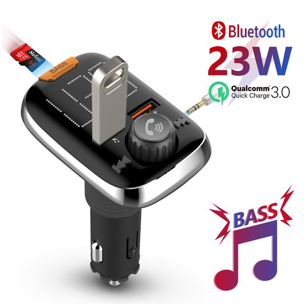 

meeker hands-car kit bluetooth fm transmitter usb fast charger 3.0 bluetooth 5.0 fm modulator mp3 bass stereo music player