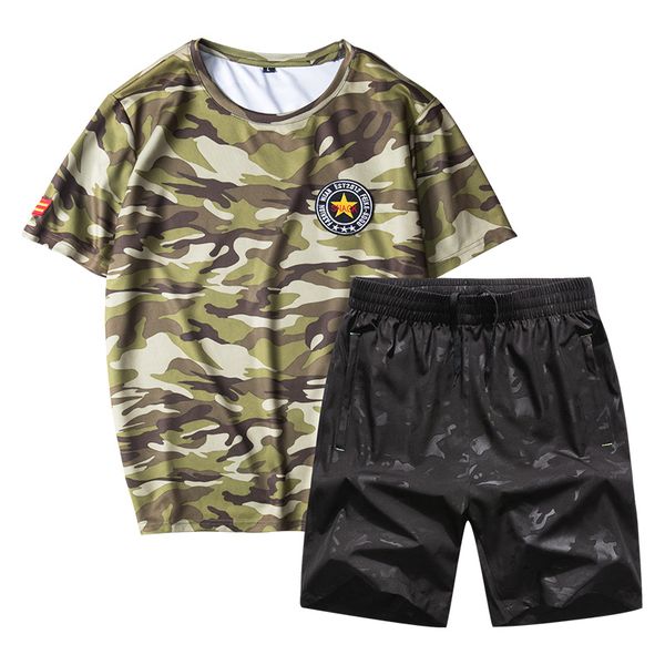 

polyester sport suit men m to 8xl beach shorts set plus loose men's clothing camouflage quick drying surfing beach sets man