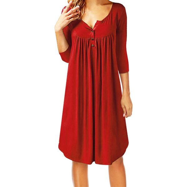 

women plus size dress summer solid color half sleeve round collar casual loose dress, Black;gray