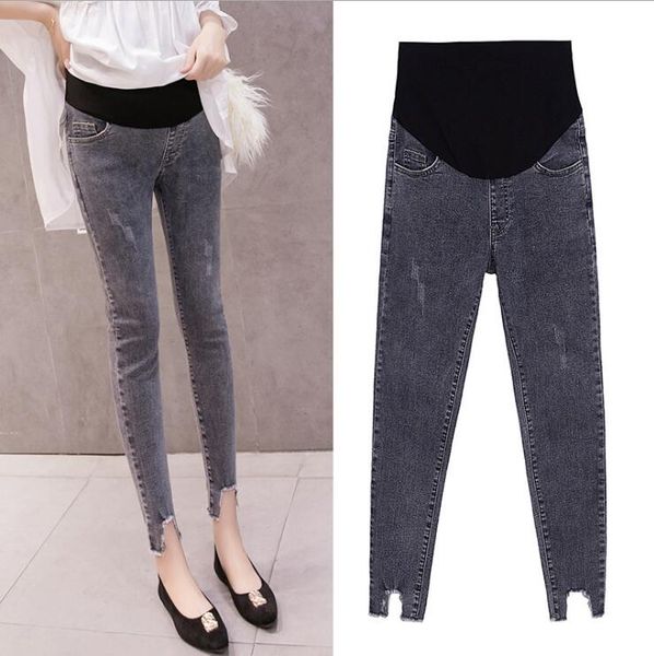 

maternity jeans pregnant pants fashion autumn women denim pants, White