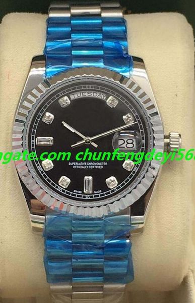 

luxury watch 8 style mens 118238 18k yellow gold black diamond dial steel fluted 36mm watch fashion men's watches wristwatch, Slivery;brown