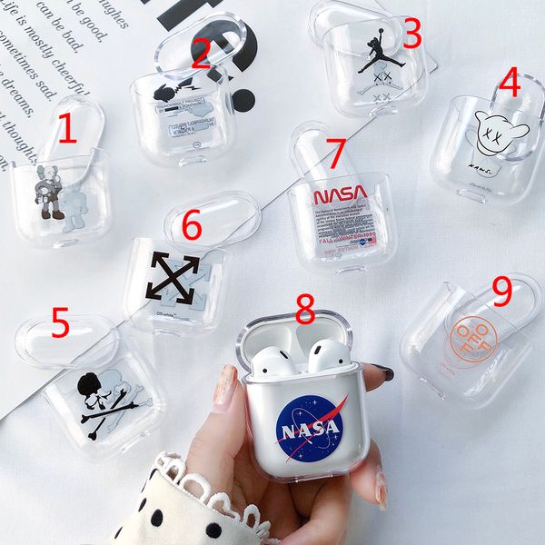 

Airpod ca e hard tran parent earphone cover fa hion brand off protective ca e wateproof hockproof for apple airpod 1 2