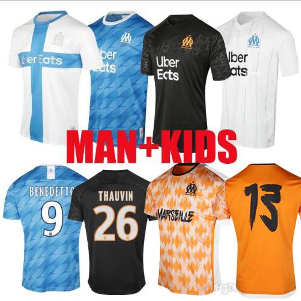 

19 20 olympique de marseille special soccer jerseys influence 2019 maillot de foot thauvin man kids kit limited shirt 120th anniversary, Black;yellow