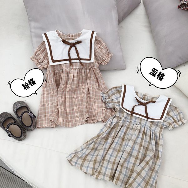 

2020 selling baby girls plaid dress summer kids girls dresses 1-7 years, Red;yellow