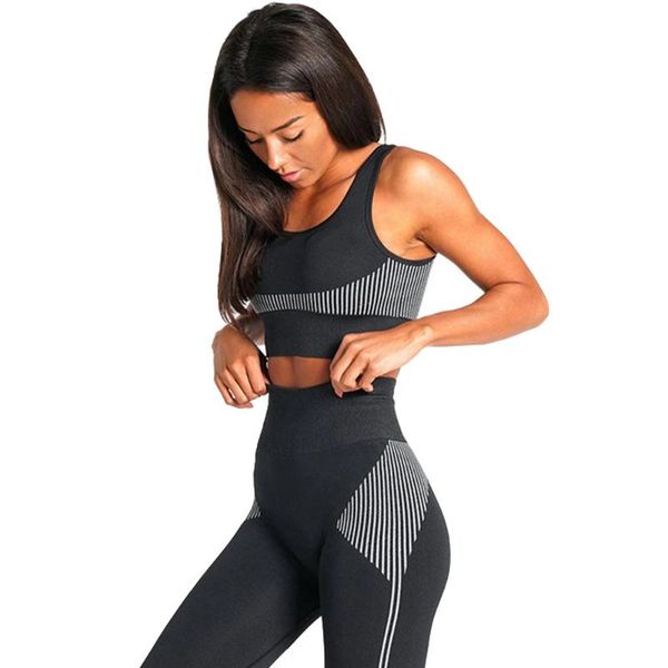 

seamless yoga set women dry fit 2 piece tight crop bra vest running legging sportsuit workout outfit fitness gym clothing, White;red