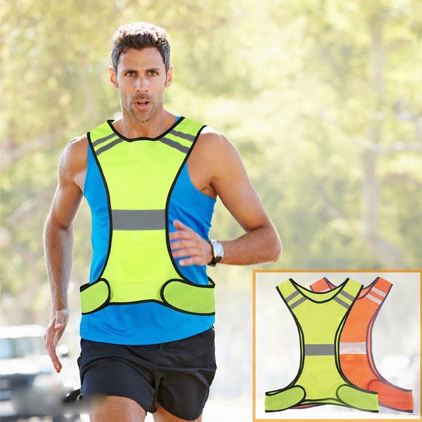 

high visibility led reflective safety vest jacket men women night running cycling vest hs0, Black;blue