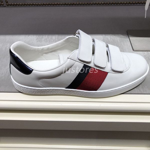 

2019 new size 35-46 fashion designer shoe ace embroidered hook loop leather sneakers italian luxury shoe man woman casual shoes, Black