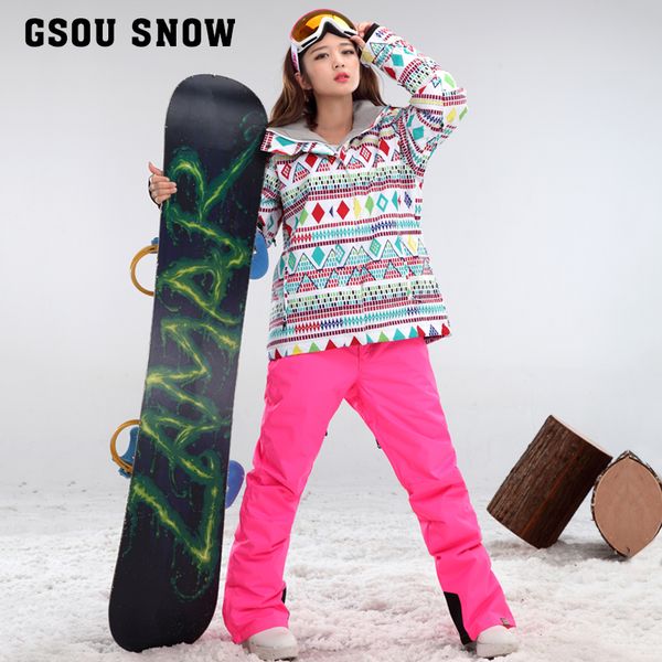 

authentic new gsou snow ski suit, women's suit, ski windproof, waterproof and warm