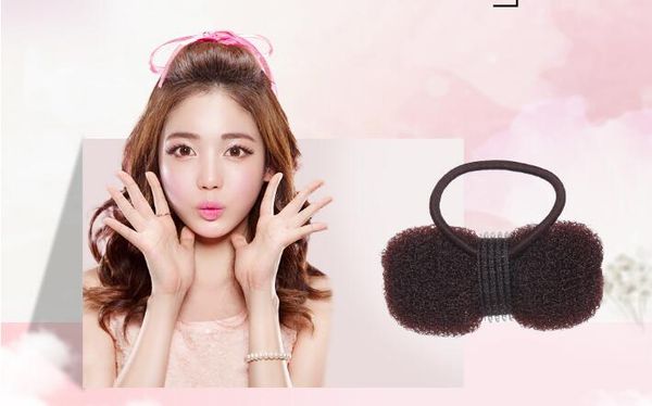 

60pcs/lot 4 sizes diy multi hair mat knitted nylon princess rubber bands bumpits hair pads styling tools accessories ha1699, Brown