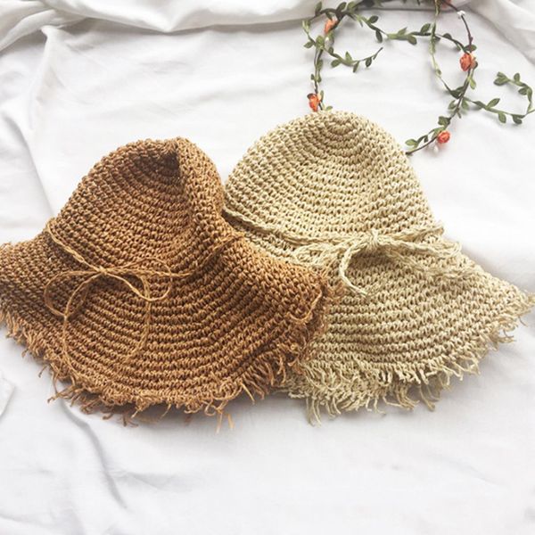 

summer hats for women femme foldable sun hat panama handmade crochet straw hat large wide brim visor bone female beach cap