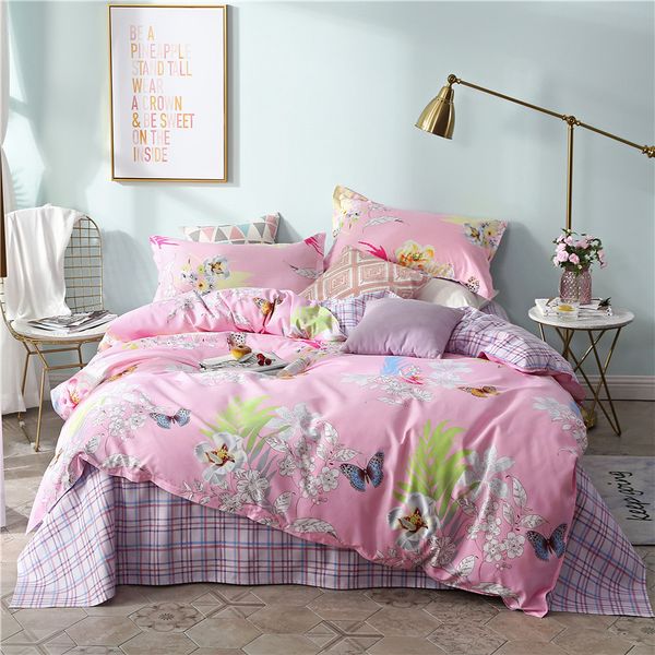 Pink Flower 3 Bedding Sets Girls Kid Bed Cover Set Cartoon Duvet