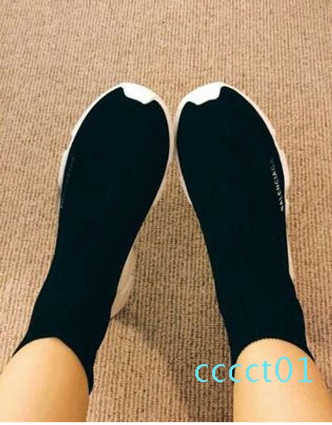 

brand casual shoes flat fashion socks woman new slip-on elastic cloth speed trainer runner man shoes outdoors, Black