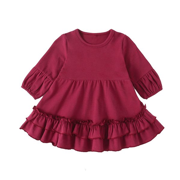 

kids toddler baby girl dress cotton long sleeve princess casual party tutu dress baby girl print full sleeve 0-3 years, Red;yellow