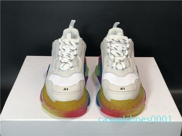 

quality designer fashion triple s casual shoes men green triple s sneaker women leather low lace-up casual flat shoes clear sole ci01, Black