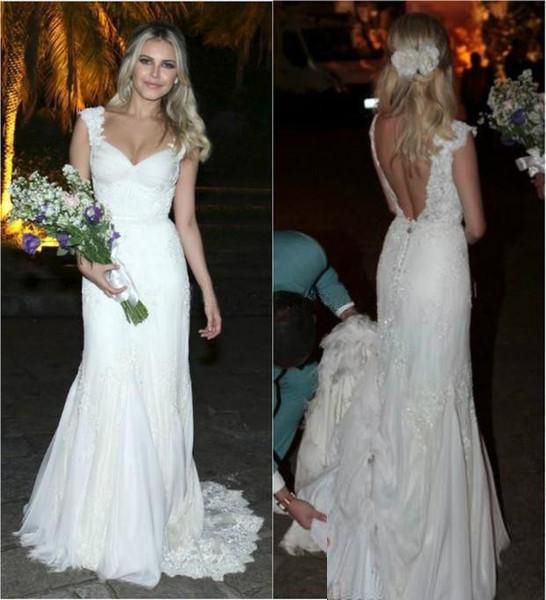 

2020 charming wedding dresses cap sleeves v-neck cover buttons formal bridal dresses sweep train plus size wedding party gowns a line, White