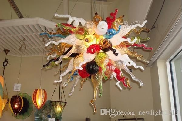 

modern hand made blown glass chandelier lighting colored luxury chandelier for kitchen room dining room living room decoration