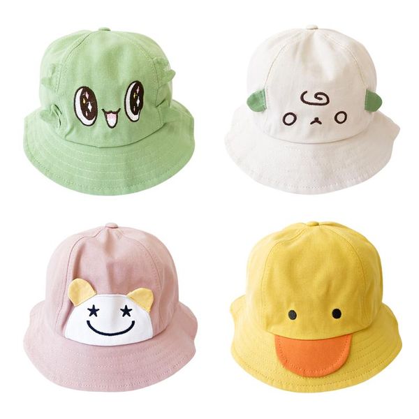 

summer cartoon baby fisherman hat sun cap kids holiday beach bucket hat, Yellow
