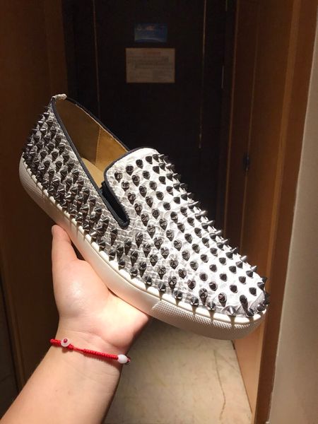 

platform men's shoes wild vintage luxury rhinestone catwalk shoes rivet men's shoe nightclub rivet lazy shoe loafers 09, Black