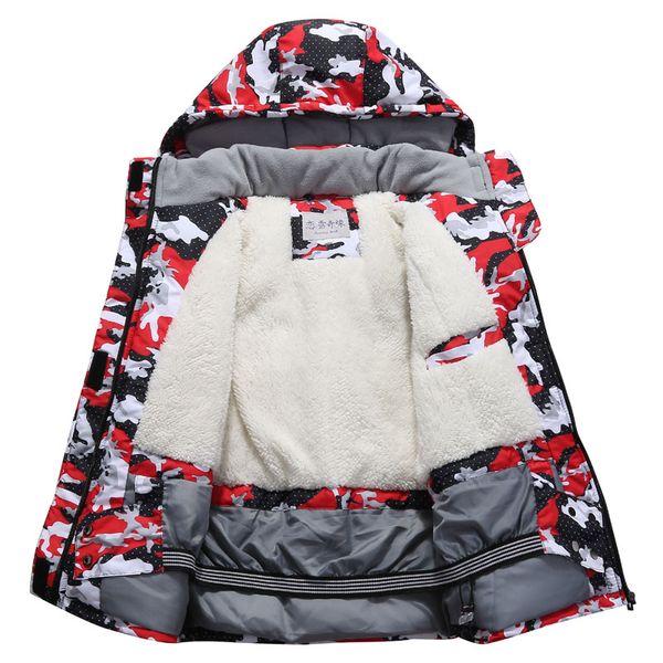 

children sky suit -30 degree russian winter kids girls clothes set boys thick warm waterproof windproof jacket coat + overalls, Blue;gray