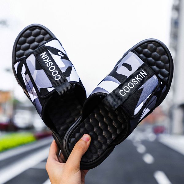 

new men summer canvas slippers shoes fashion couple beach slippers comfortable footwear casual flip-flops shoes, Black