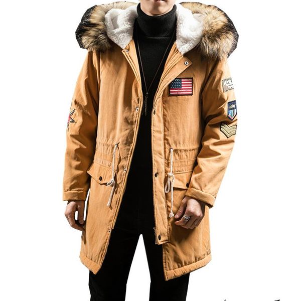 

2018 new fashion hooded winter jacket men thick warm fur collar parkas man coat outerwear zipper jackets male parka coats 4xl5xl, Black