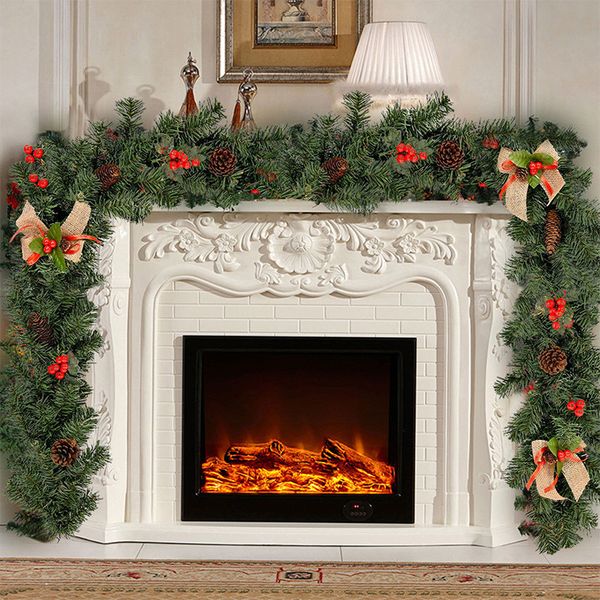 

1.8m christmas decoration for home party green christmas garland wreath xmas party pine tree rattan hanging ornaments