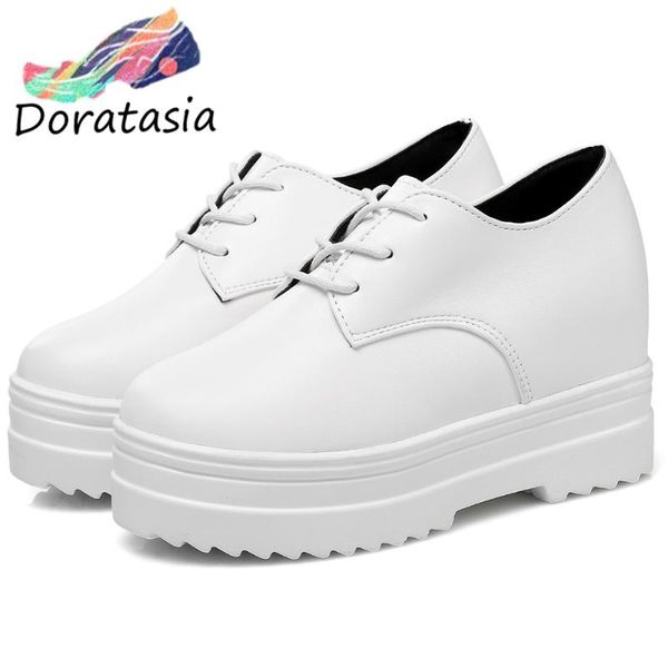 

doratasia brand new girl fashion lace up platform flats height increasing flats women 2020 casual party non slip shoes woman, Black