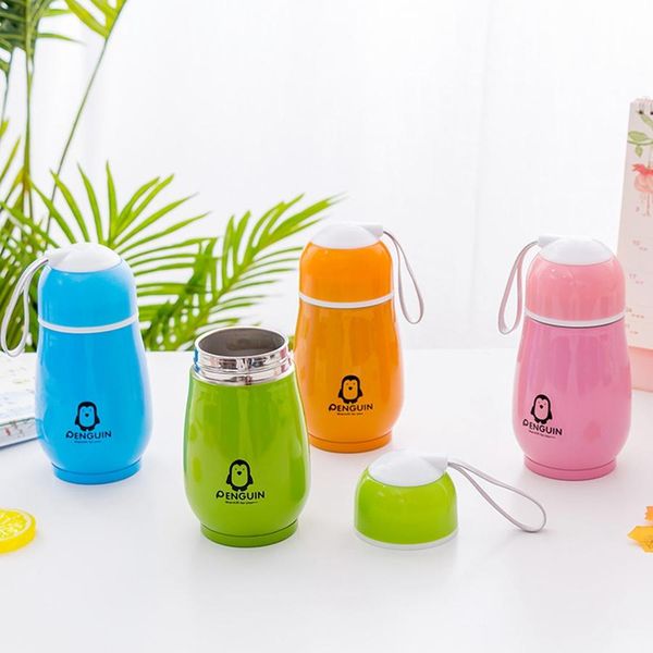 

300ml penguin water bottle stainless steel double layer tumblers cute vacuum flask thermos cup home travel drinking mugs fa2974