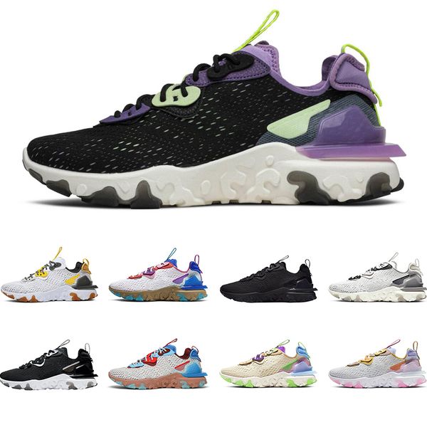 

new react vision element 87 55 running shoes mens womens sneakers honeycomb triple black vast grey gravity purple trainers sports size 36-45, White;red