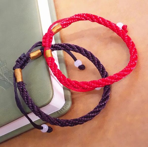 

korean version knitting couple red rope bracelet, yingluo, benmingnian bracelet, small gift name, ethnic style, three colors wy153, Golden;silver